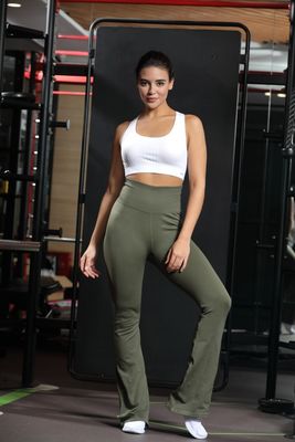 Good price Women'S Solid Color Flared Yoga Pants 92% Nylon 8% Spandex online