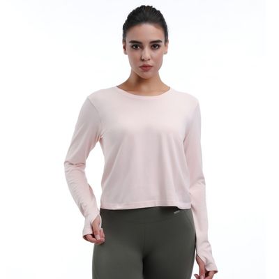 Good price Cropped Long Sleeve Shirt Sustainable Breathable With Thumb Holes online