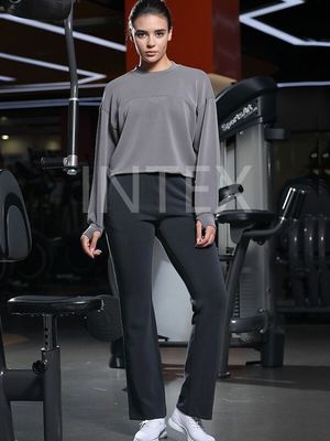 Good price Ladies' Matching Sets Short Sleeve Shirt High Rise Flare Pants Breathable online